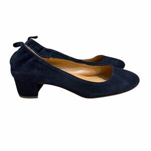 J Crew Classic Black Suede Low Block Heel Pumps